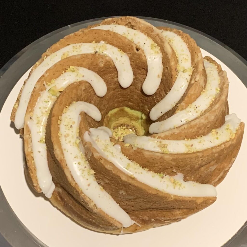 Pistachio Bundt Cake with Lemon Glaze!