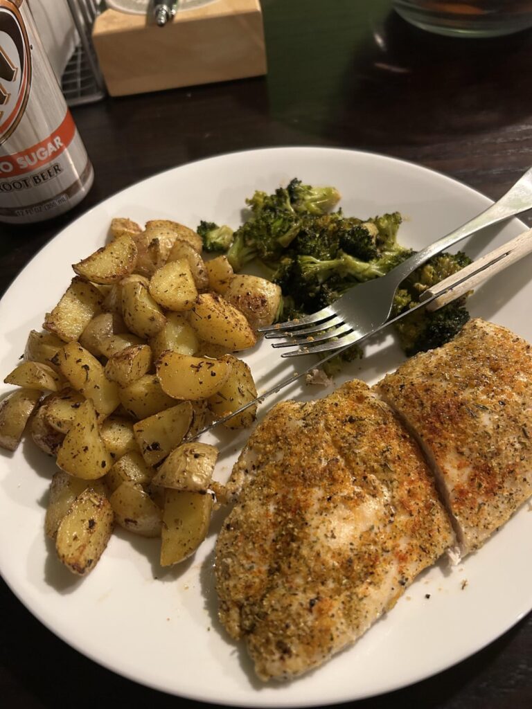 Back to basics today-chicken, broccoli, and potatoes