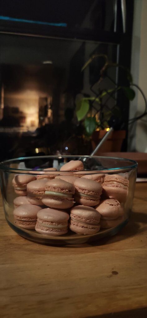 Made macarons for the first time today! Rose ganache macarons recipe from Pies and Tacos