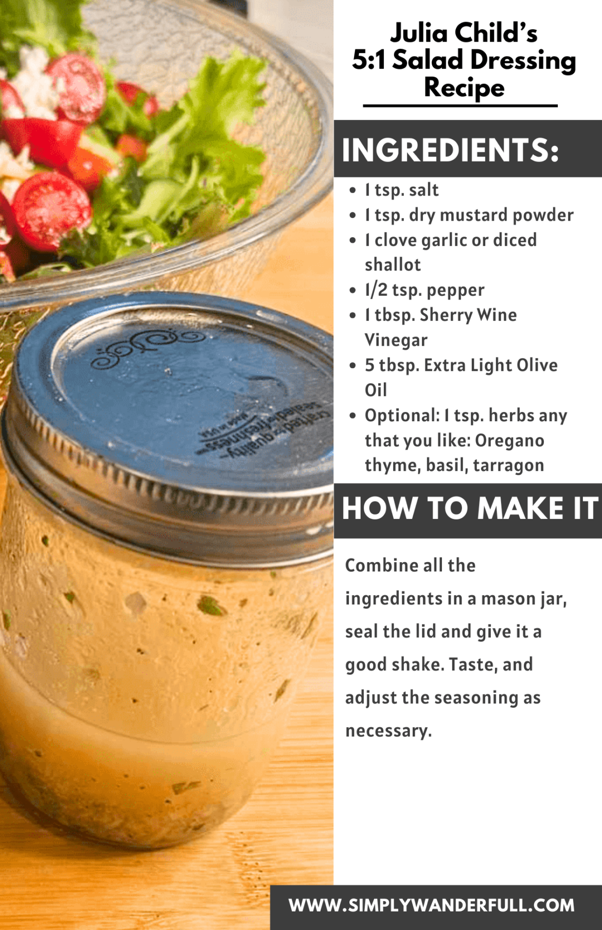 Julia Child's 5:1 Salad Dressing Recipe