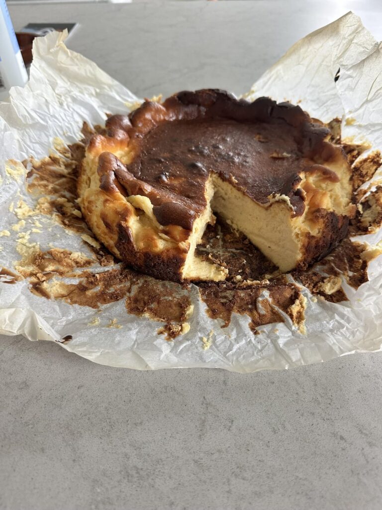 Ran a trail marathon in freezing rain and wind so I made myself a basque cheesecake