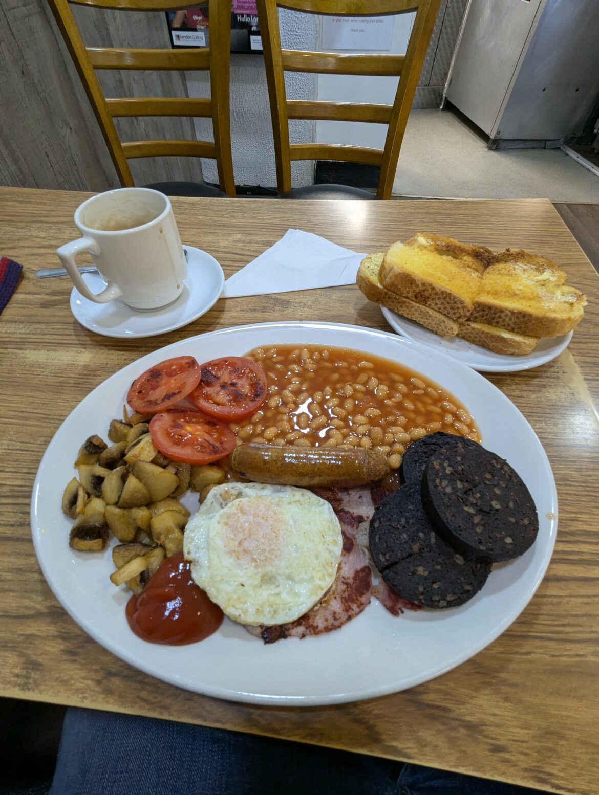 Gate Grill Cafe, Aldersgate St. , London. Set 1 with extra Black Pudding.