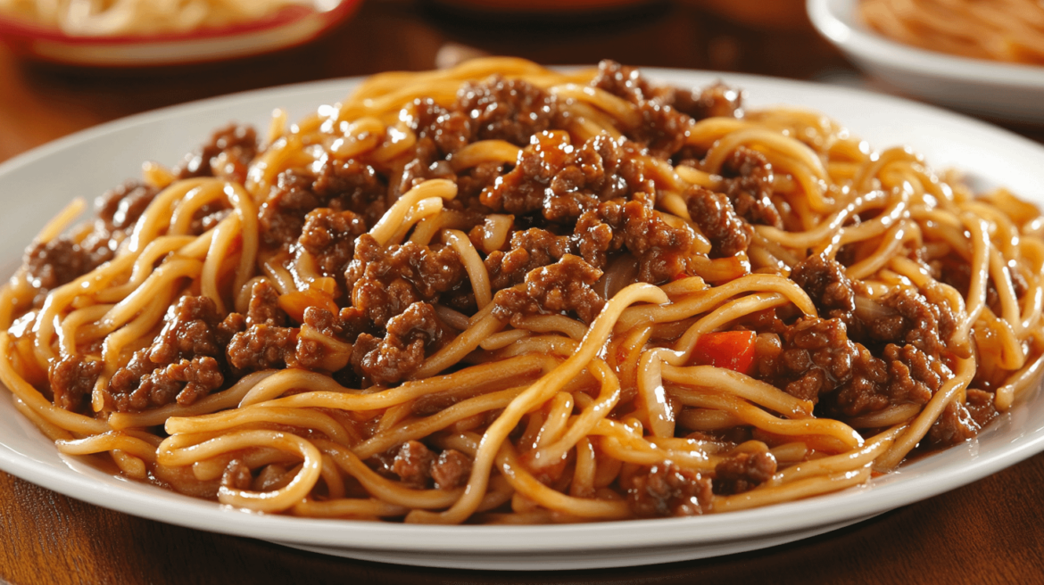 20 Minute Mongolian Noodles with Ground Beef