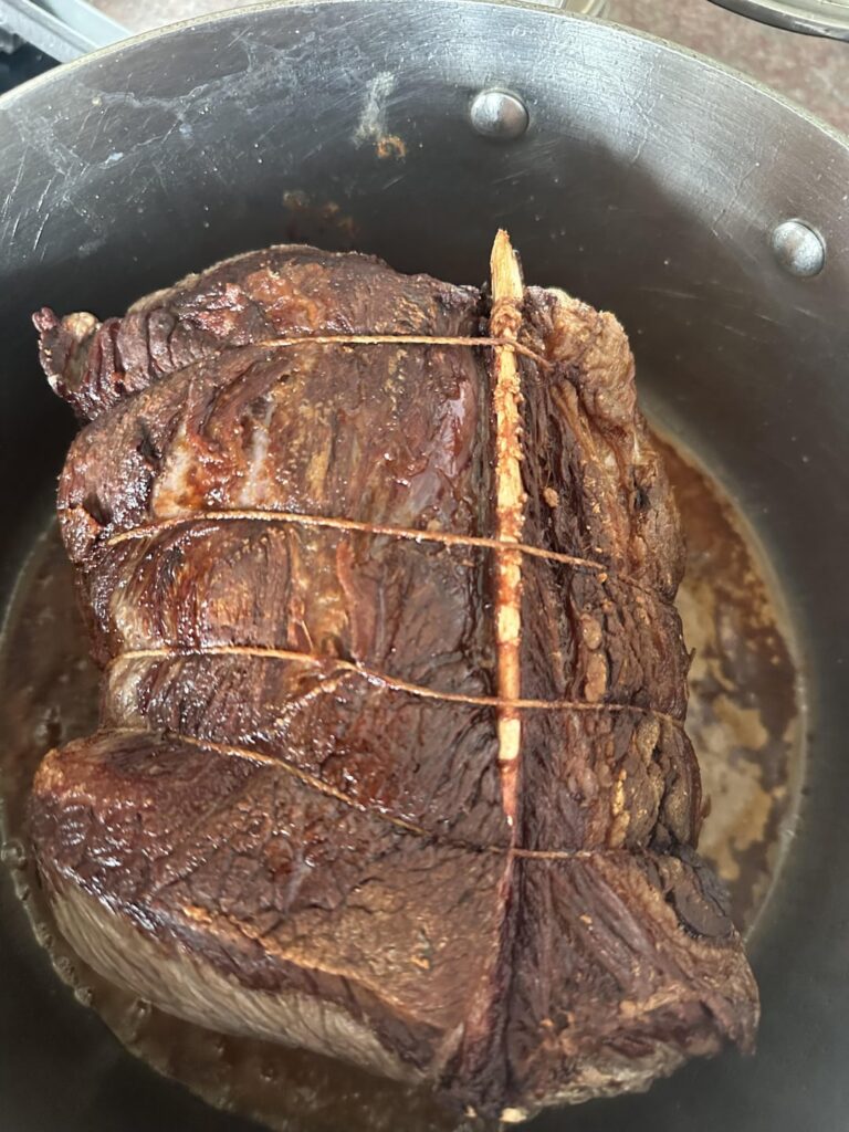 Italian-style braised cross-rib roast, grass-fed.