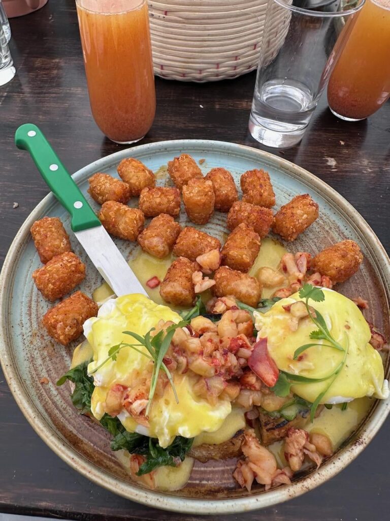 Amiga Benedict at Amiga Amore on York in HLP 🔥🔥🔥$$ Run, do not walk, to this James Beard-nominated Mexitalian restaurant. (Also, bonus Bellini)