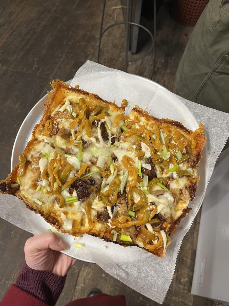 Peking duck pizza at Marz Brewing Peking duck pizza at Marz Brewing