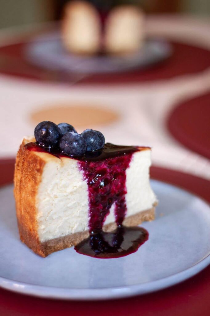 [OC] Stella Parks' NY Cheesecake with blueberry syrup