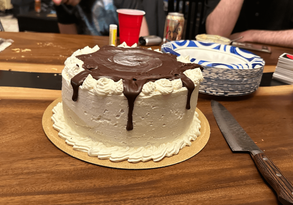 Friend wanted an ice cream cake for his BD. It's sorta ugly, but I'm still proud!