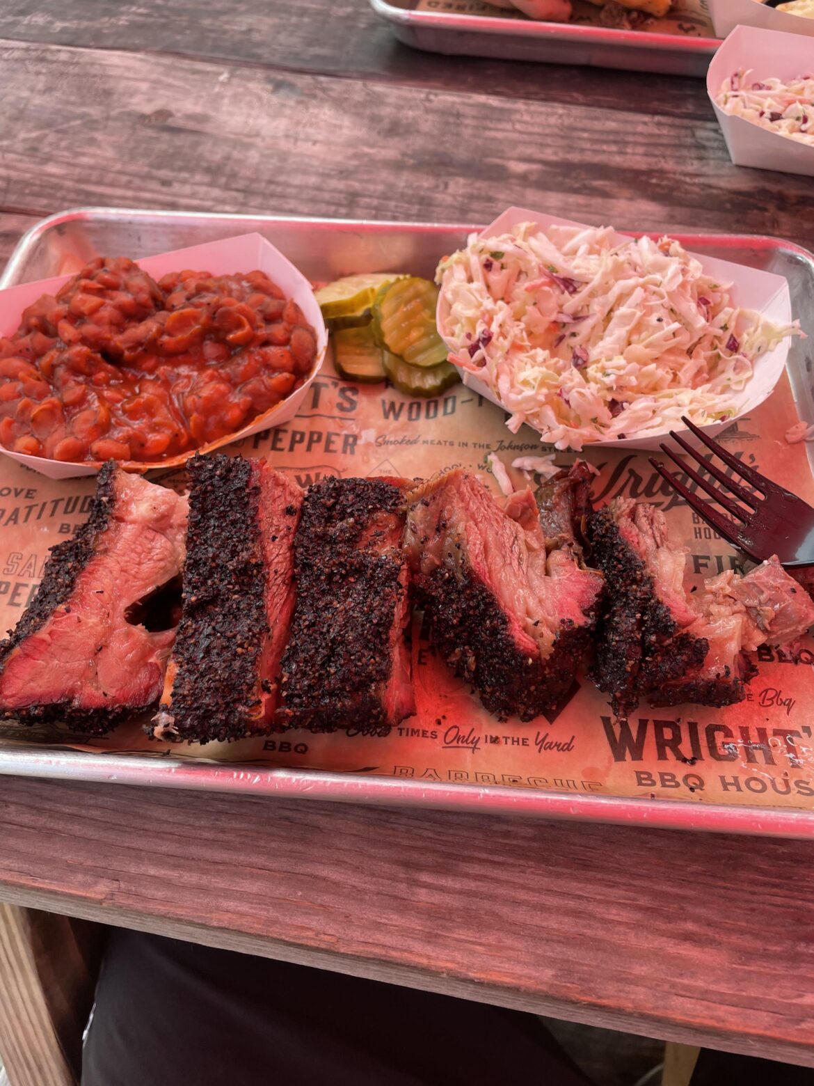 A smoked beef rib & sides