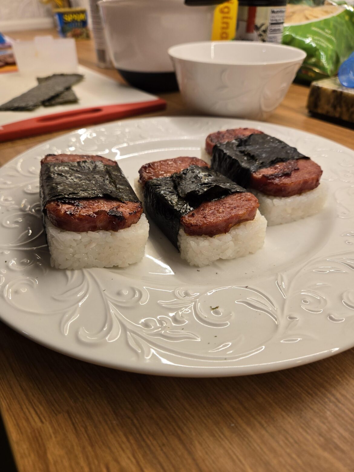 Appalachian American's first attempt at SPAM musubi