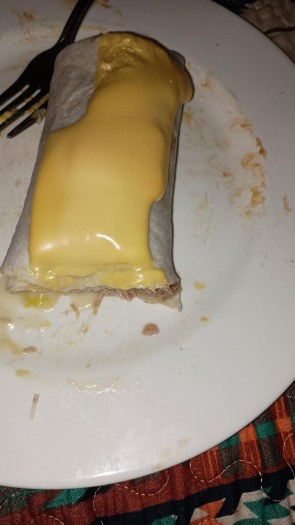 This is a hot tuna burrito