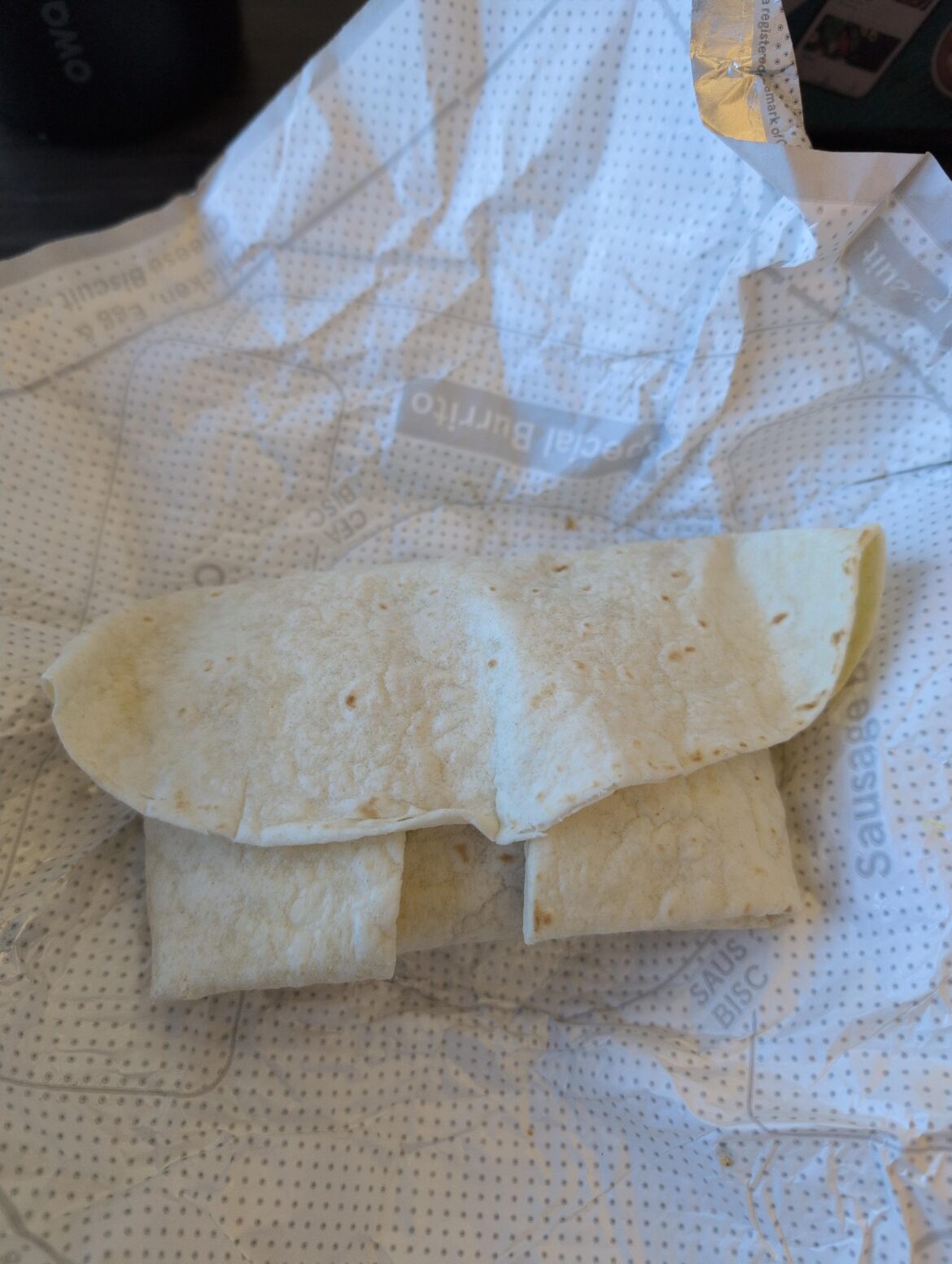 This is how the university Chick fil-A just wrapped my burrito.