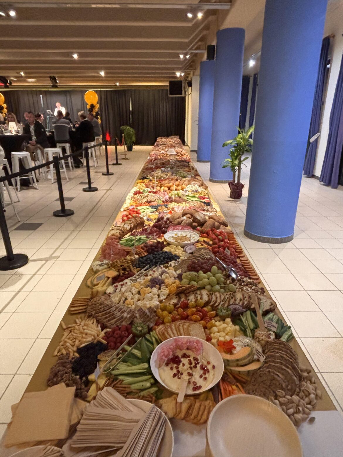 The longest table I’ve ever made-for 200 people! It’s 39 feet long! #belgiumgrazingtable