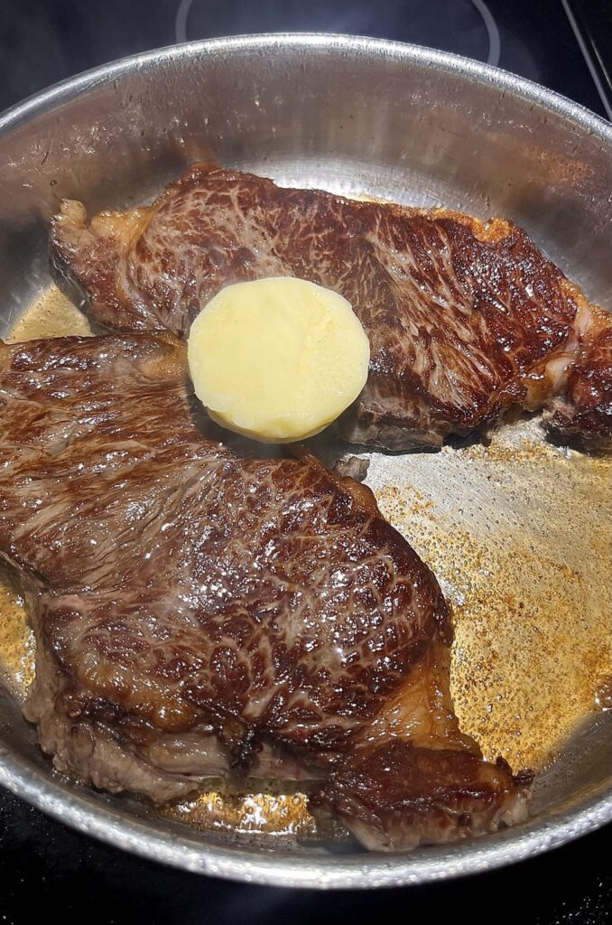 steak night made with homemade butter