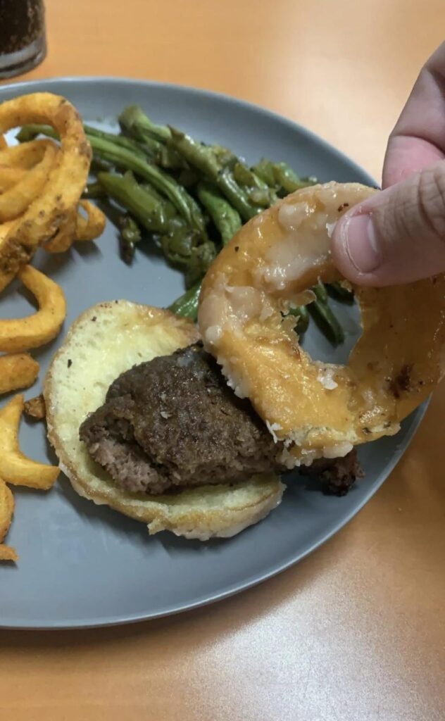 My University served donut burgers in the cafeteria.