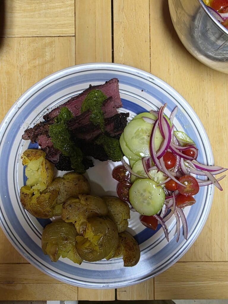 First time making pichana and chimichurri sauce. Turned out pretty good.