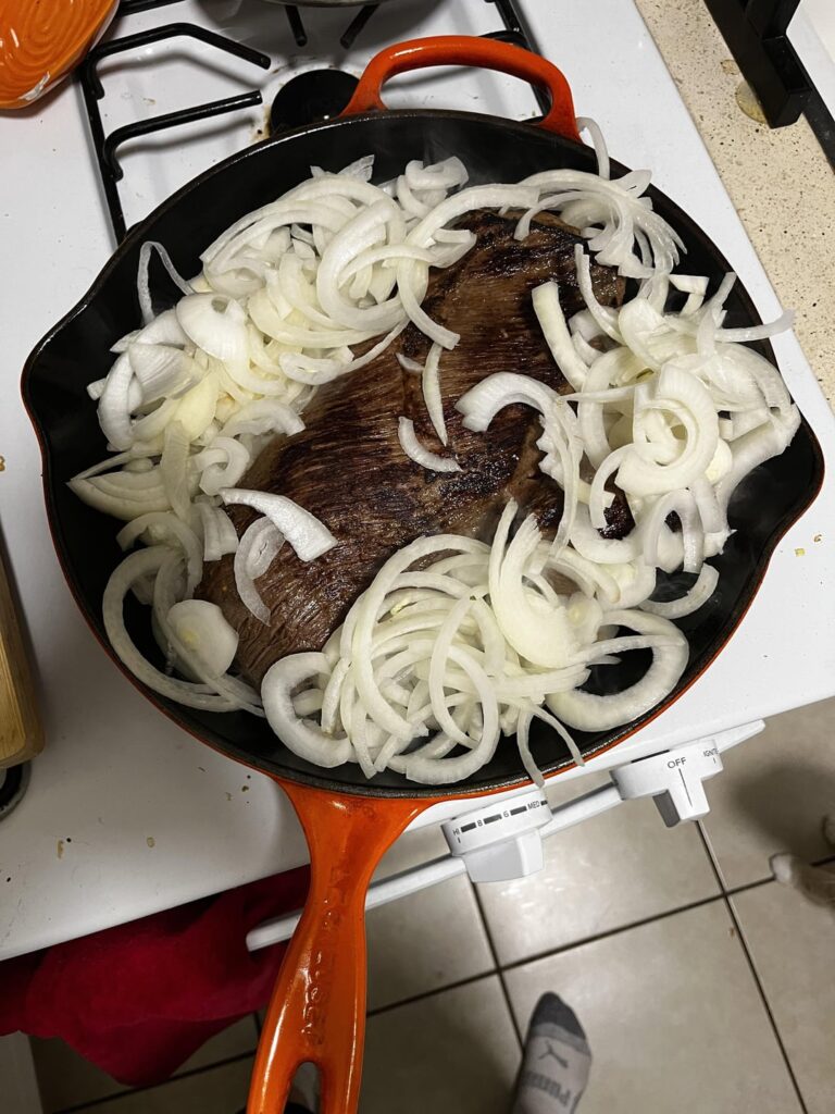 I like steak with my onions