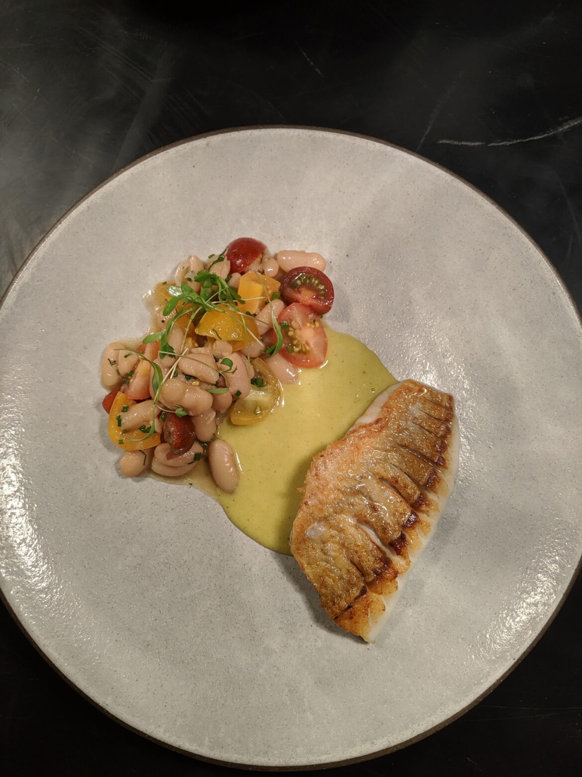 Madai w/ beans and green curry butter