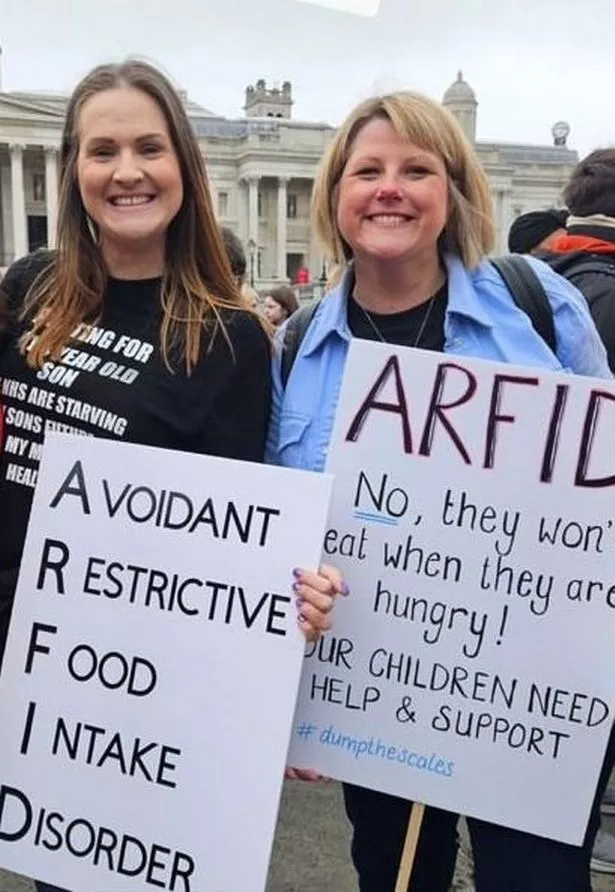 Mum Jo at a protest designed to raise awareness of the little-known disorder
