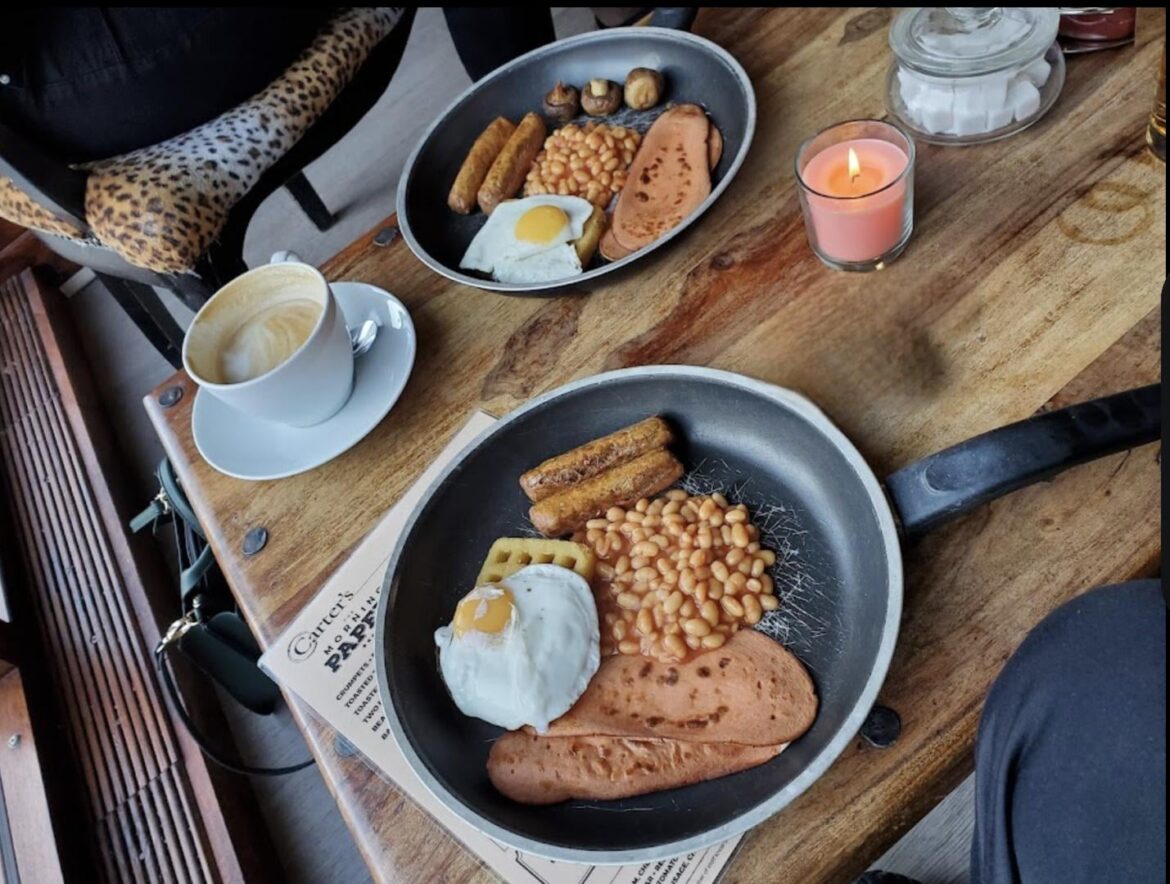Breakfast out of a scratched non-stick pan