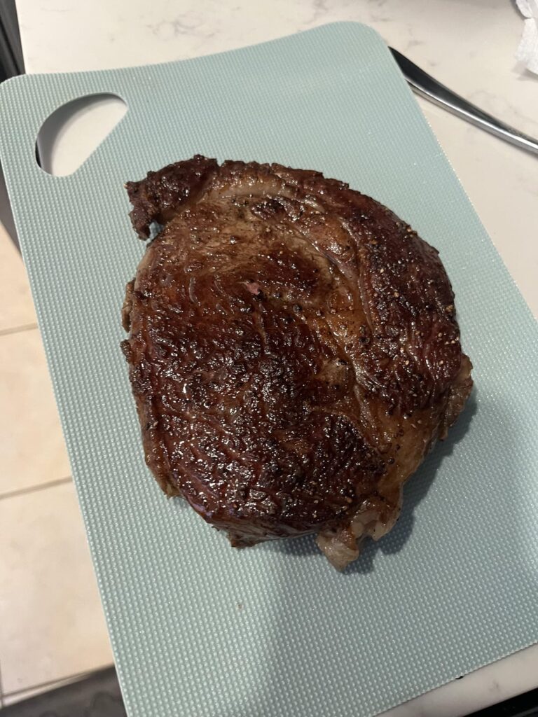 First lunch steak.