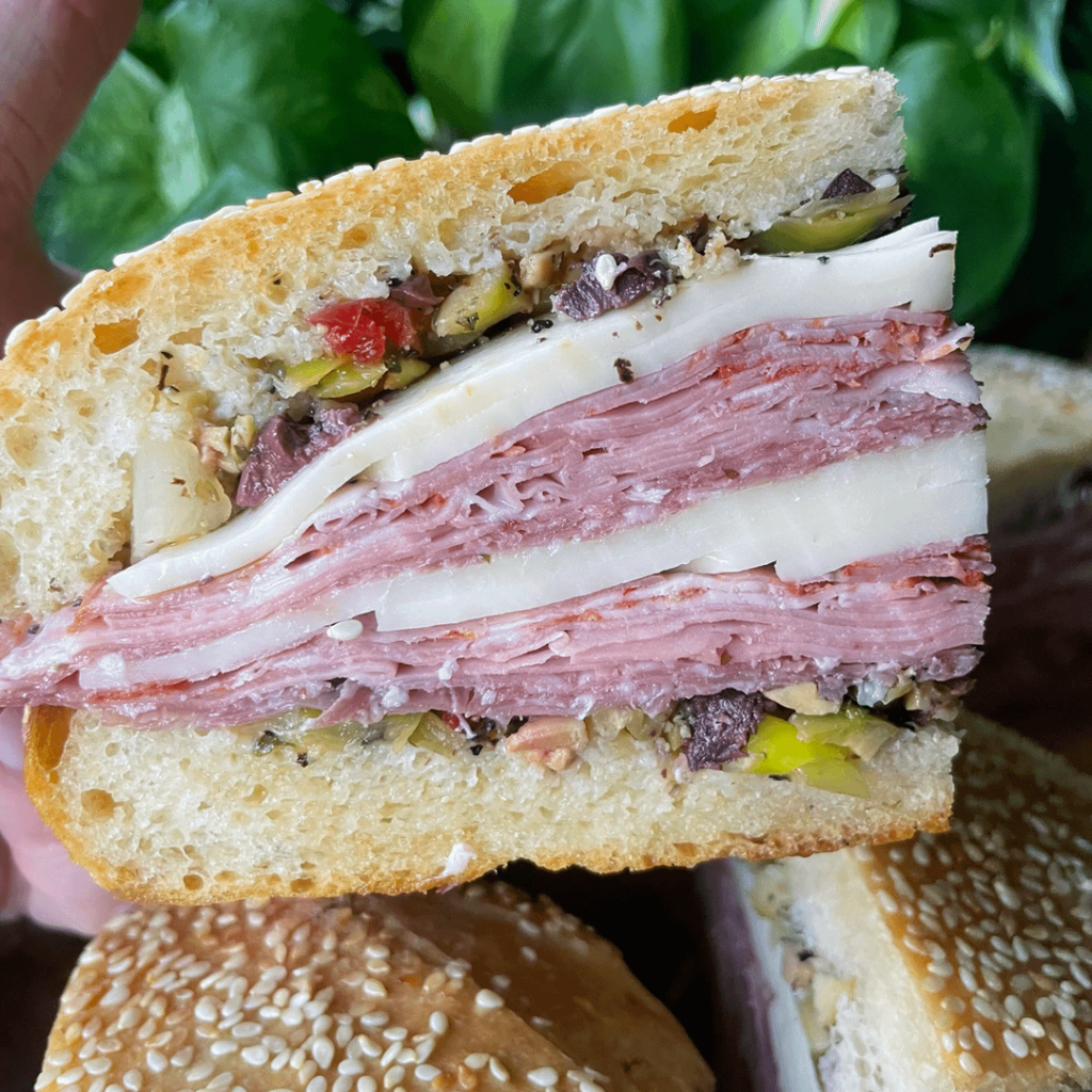 Boyfriend going out of town for work and needed some sandwiches to take to work, so I made him some Muffuletta sandwiches.