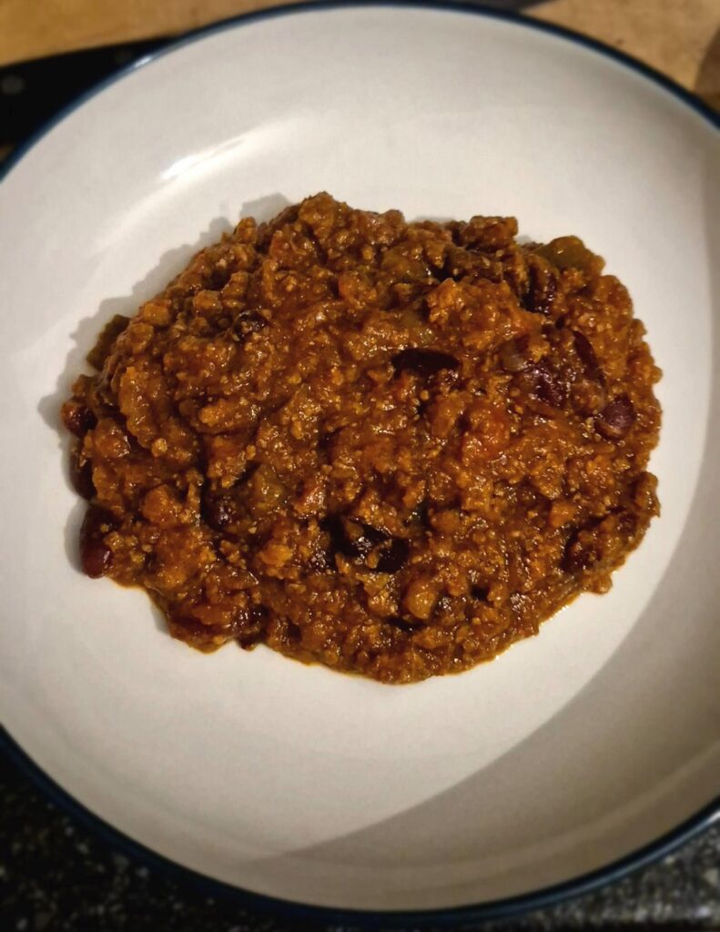 Chili for dinner! Plated and in pot