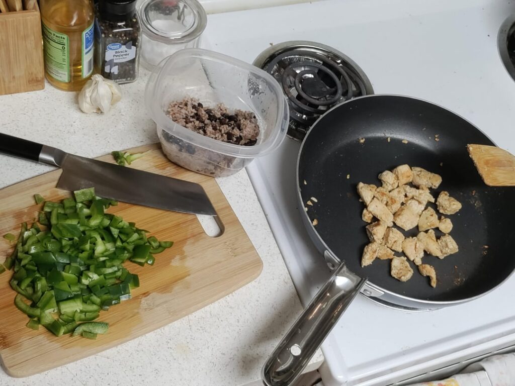 Chicken burrito, 3 shots deep