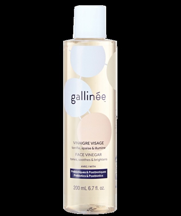 Victoria says it was difficult to gauge how effective the bacteria in Gallinee Face Vinegar (pictured) was, but her skin felt soft and cared for after use