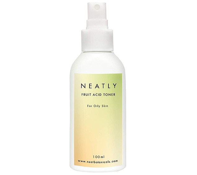 Victoria revealed although her skin felt drier after using Neatly Fruit Acid Toner for oily skin (pictured), she also felt refreshed