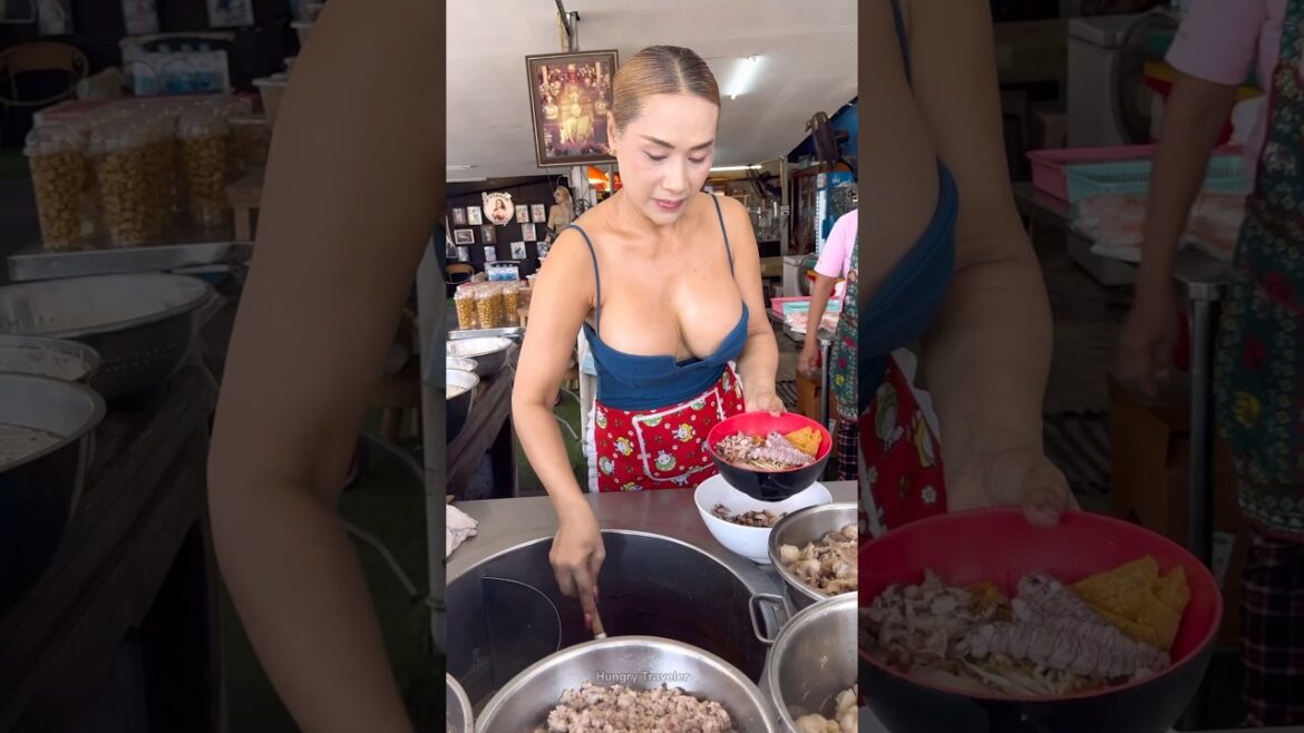 Hardworking Thai Lady Cooking Noodles -Thai Street Food Hardworking Thai Lady Cooking Noodles -Thai Street Food