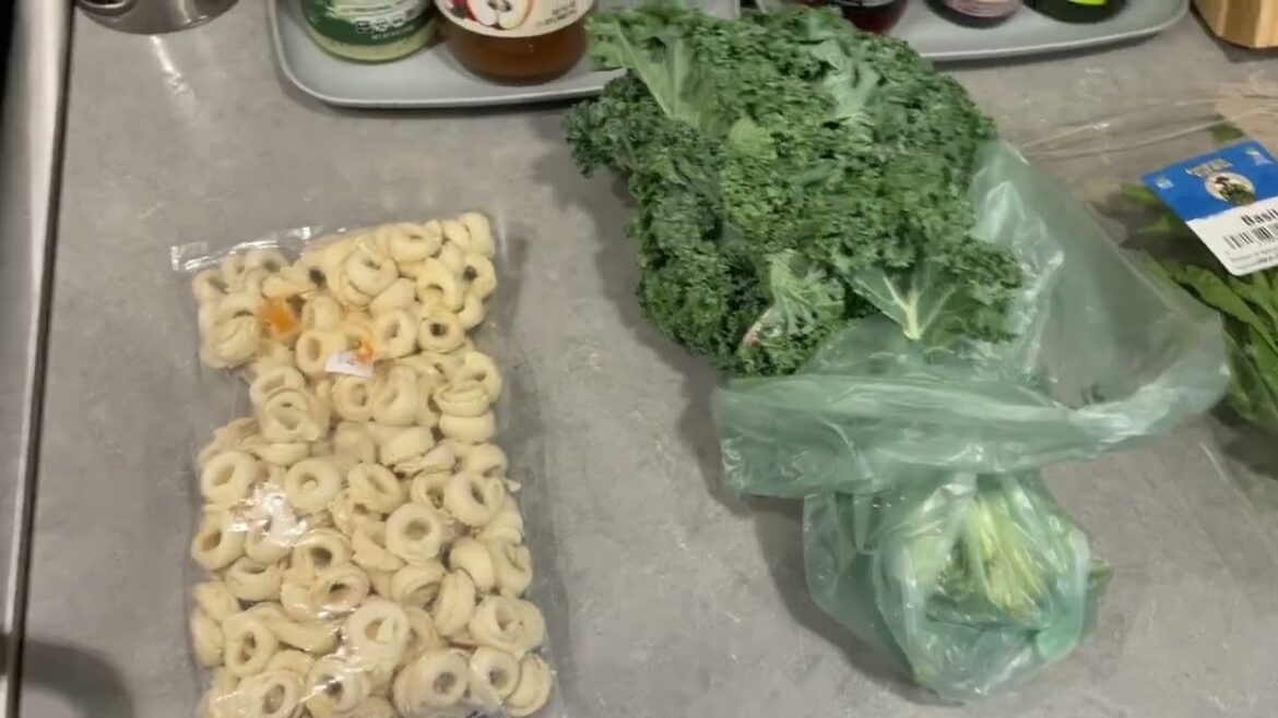 Creamy tomato, basil, tortellini kale soup