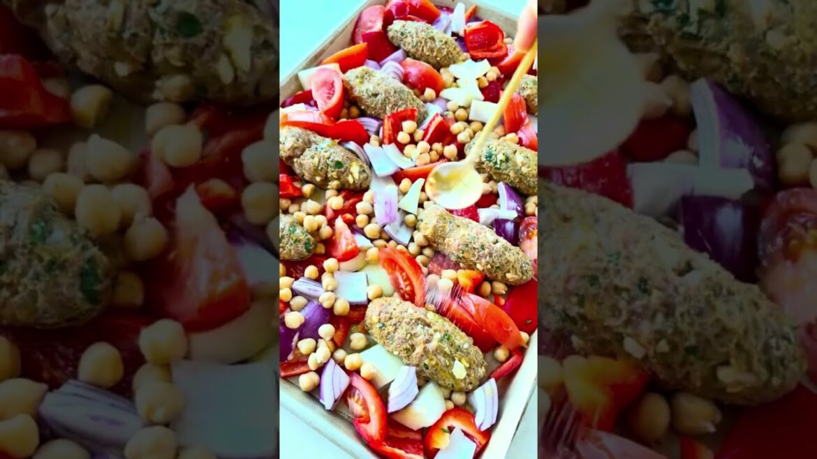 Sheet Pan Kofta Meatballs with Veggies and Green Tahini Sauce