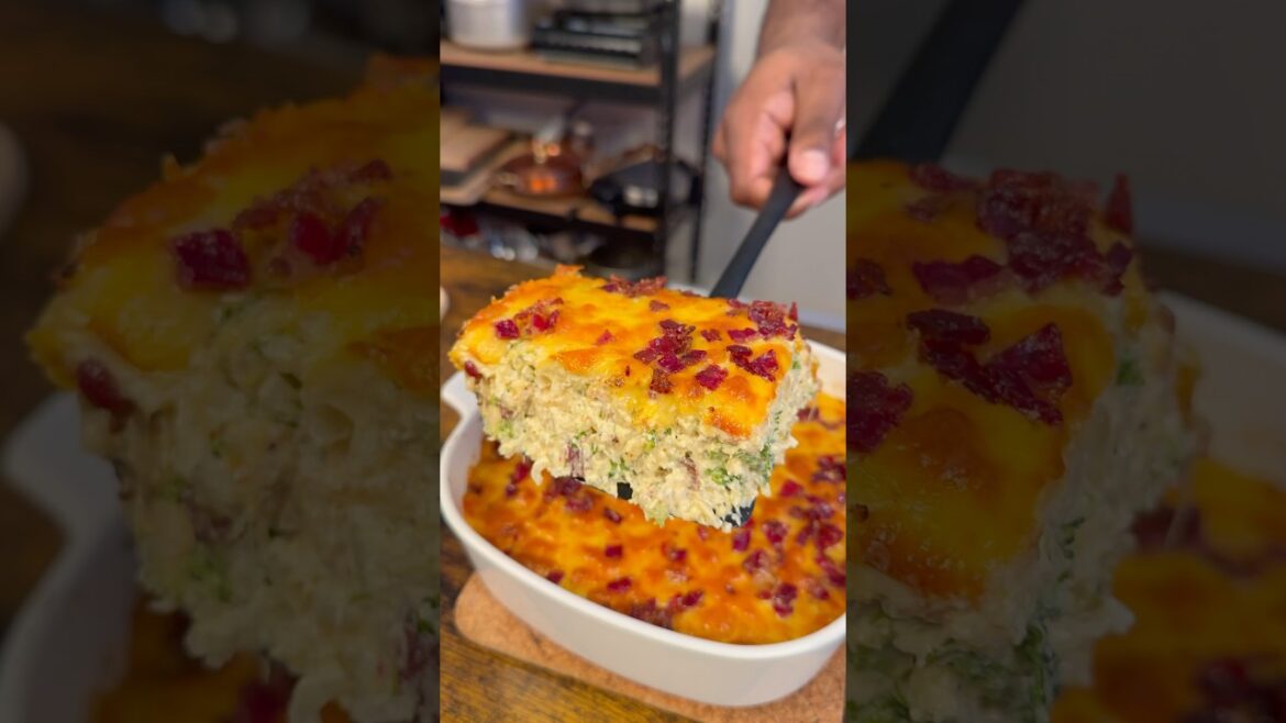 Broccoli cheddar bacon casserole #recipe #casserole #bacon