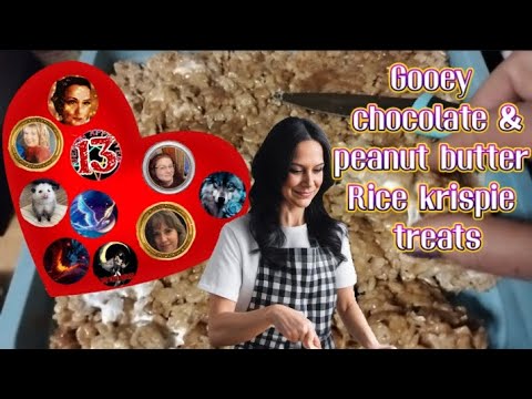 Gooey chocolate & peanut butter rice krispie treats #ricecrispytreats #