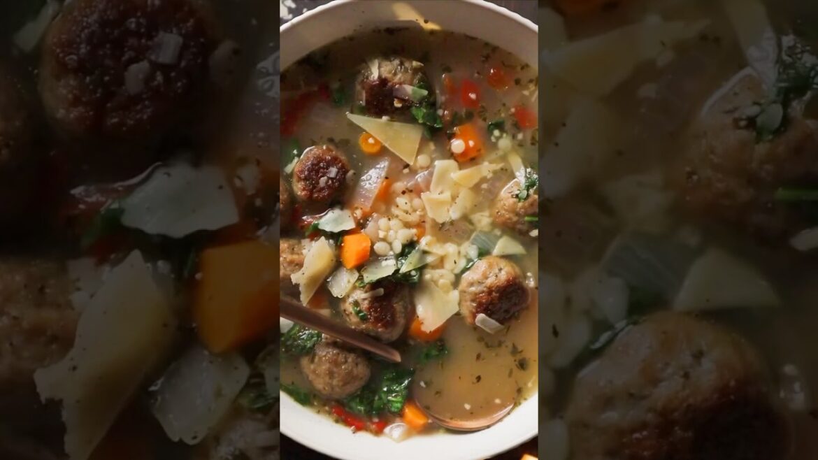 Italian Wedding Soup with Homemade Meatballs #easyrecipes #soup