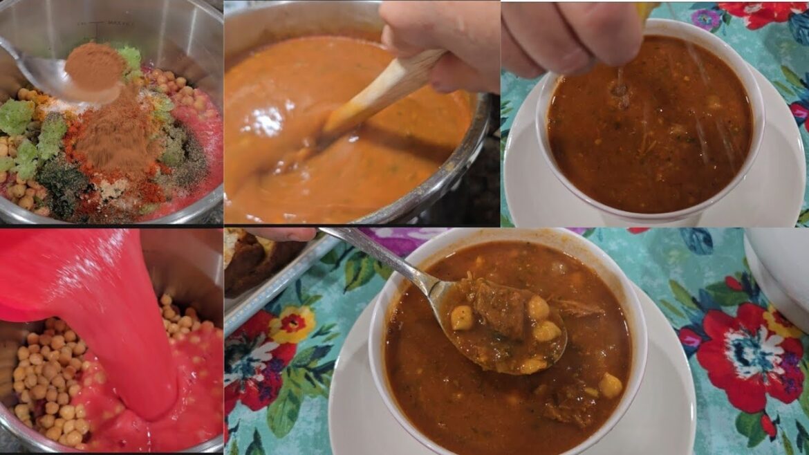 Moroccan harira, the center of iftar table in Ramadan. الحريرة المغربية بالقرفة و الكروية روعة