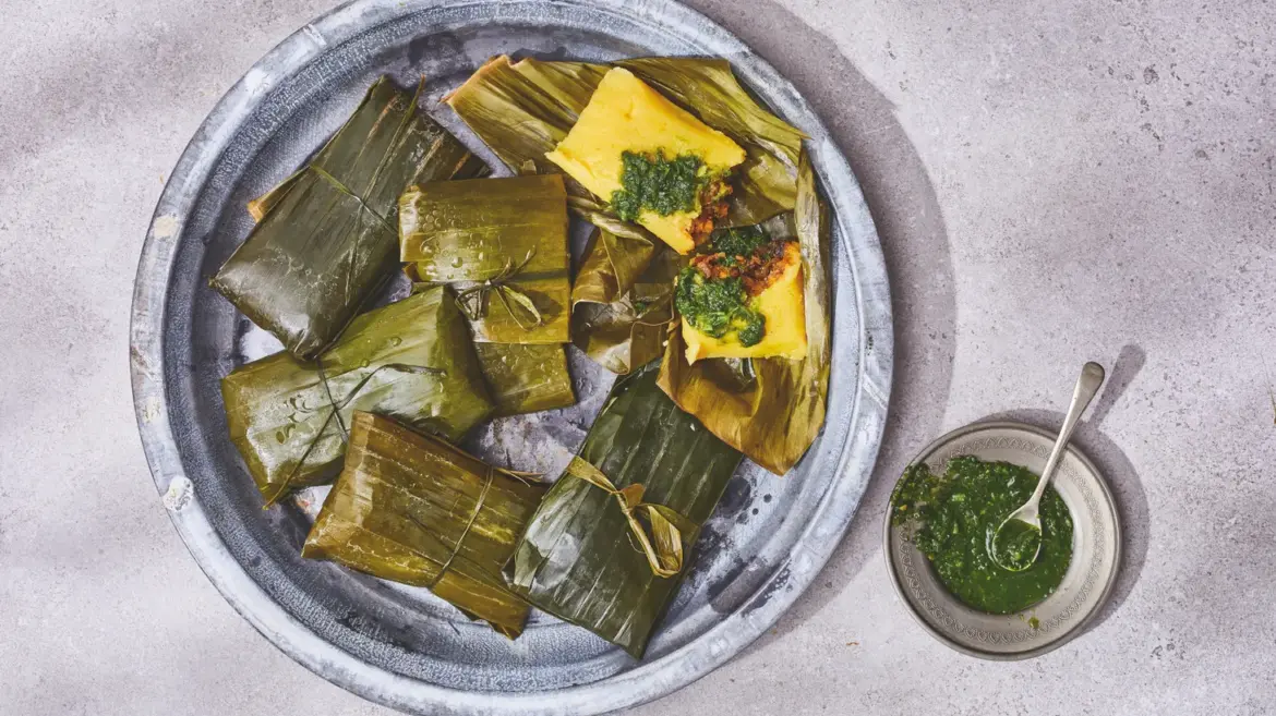 Many cultures use leaves to cook food. Pasteles are the Caribbean