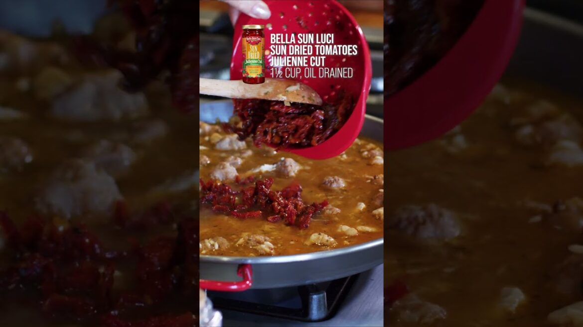 Sun Dried Tomato Paella #recipe #nationalpaelladay #paella #paellarecipe #dinner #cookingvideo #yum