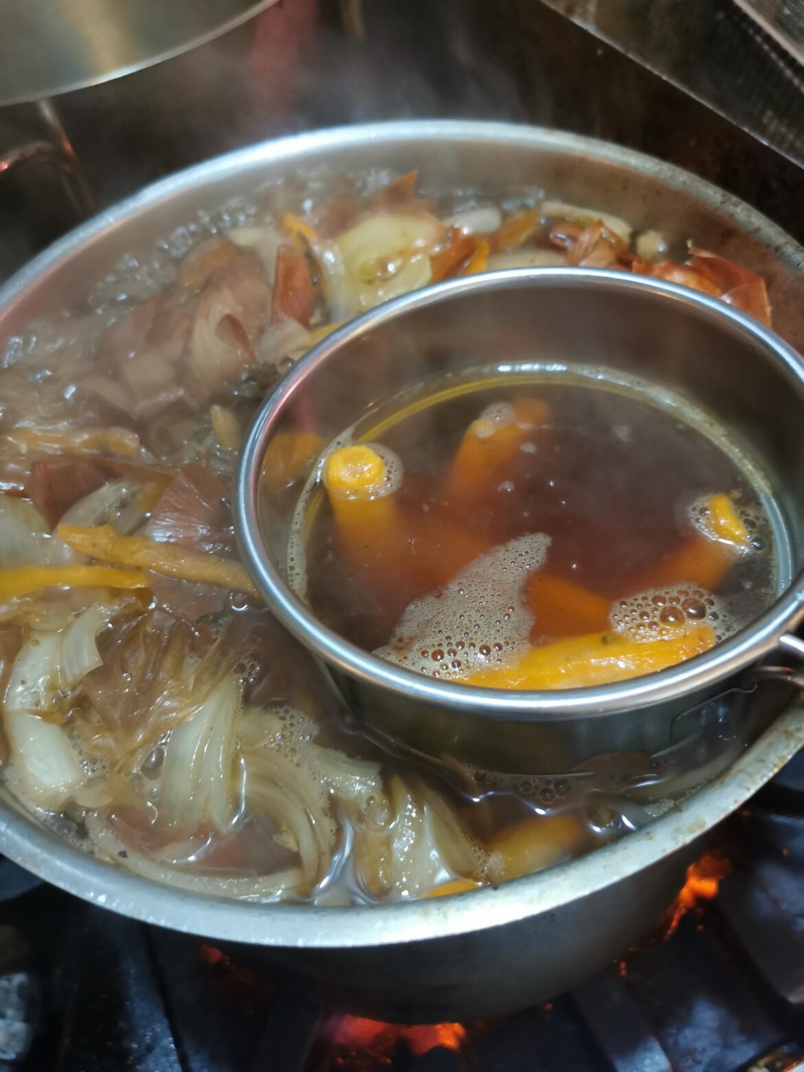 Blanching carrots straight in the stock. Genius or hubris?