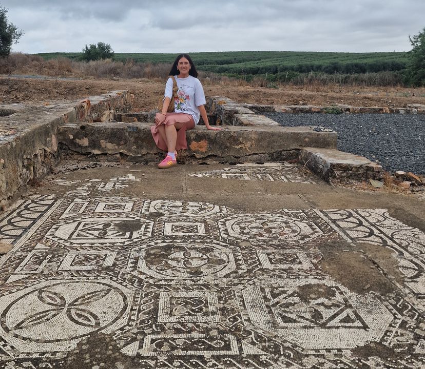 Anna at the remains of Roman Villa at Pisões