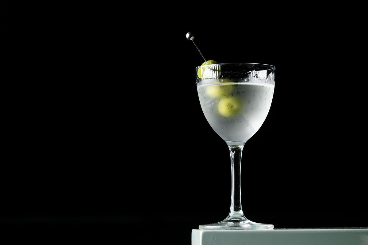 A martini set on a white counter at Bar Etoile.