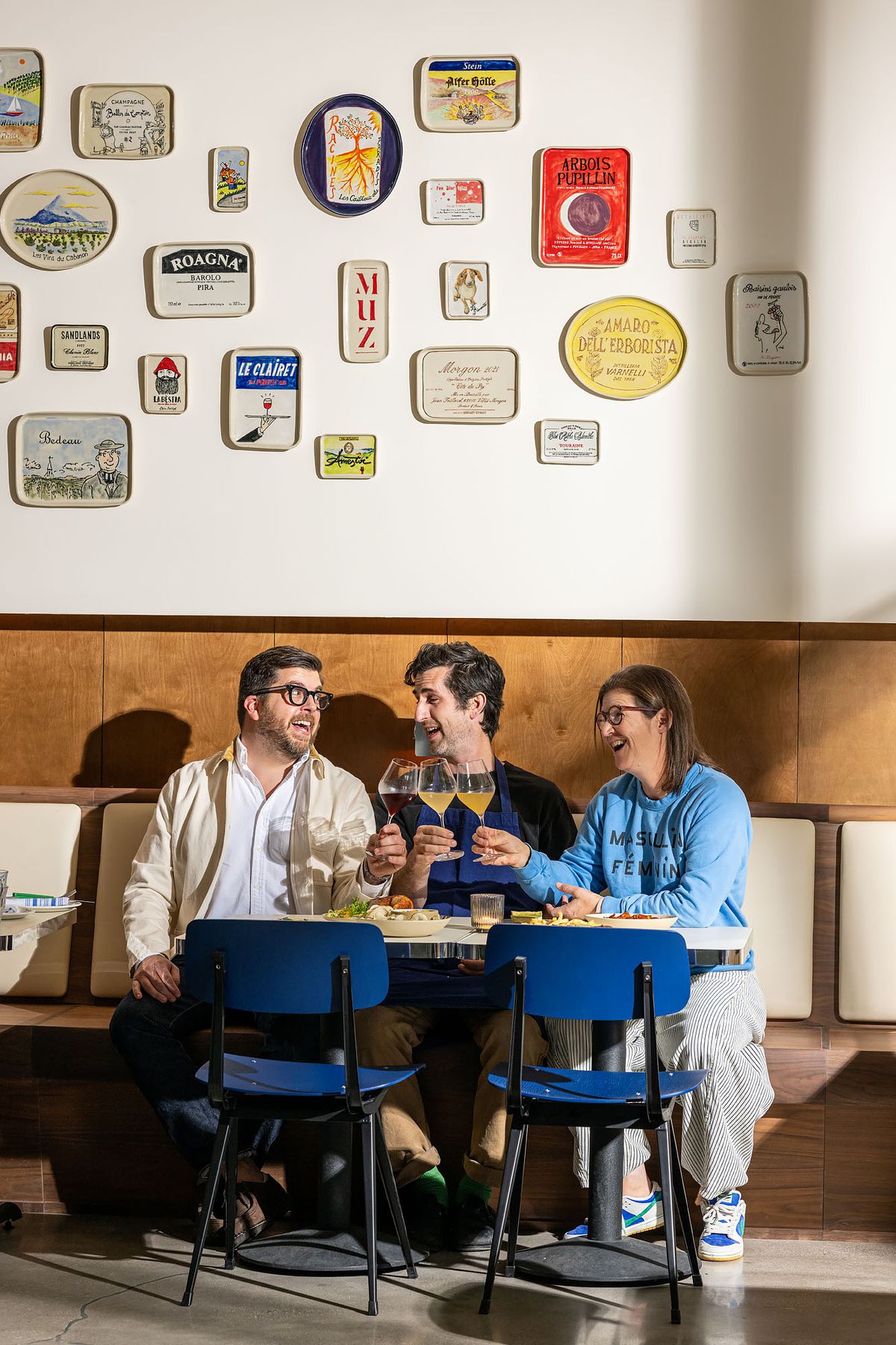 A portrait of the team at Bar Etoile from left to right: co-owner Julian Kurland, chef Travis Hayden, and co-owner Jill Bernheimer.