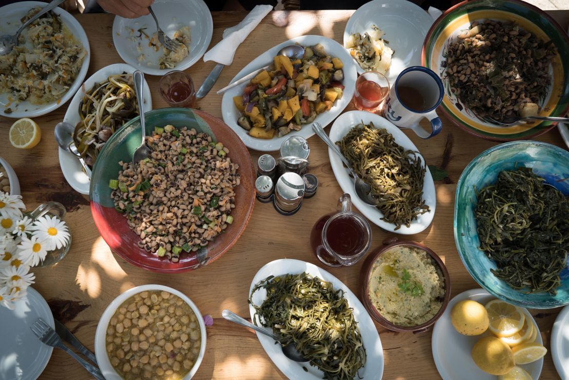 In Greece, tables are loaded with all sorts of legumes, including black-eyed peas, garbanzos and lentils, which make a traditional Greek soup called 