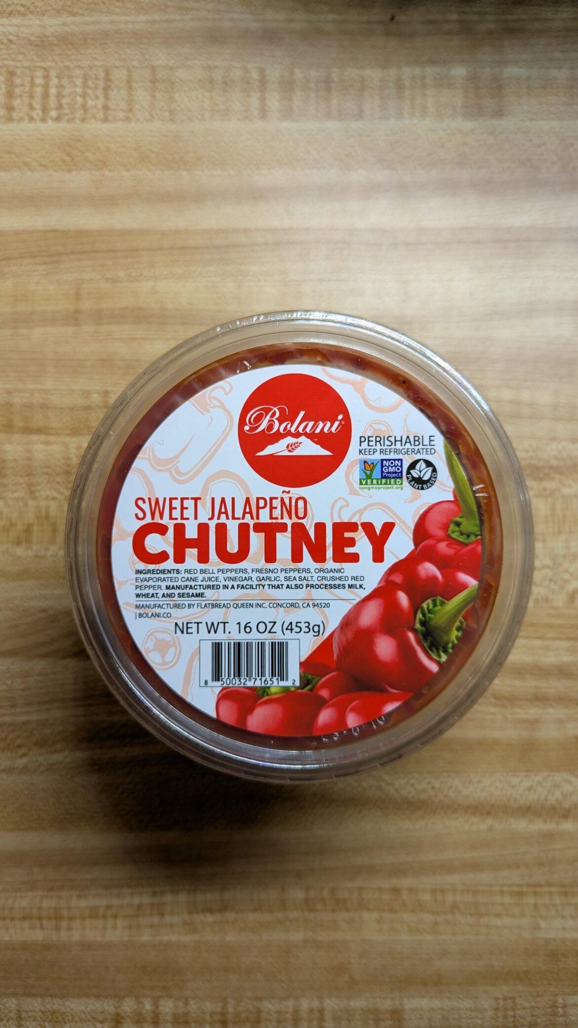There are no jalapenos in this "sweet jalapeno chutney"