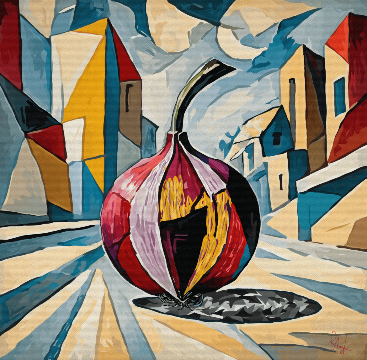 I finally finished "Picasso’s Onion" painting. Took me 15 hours😭. I think this is the only place where my people would appreciate it.
