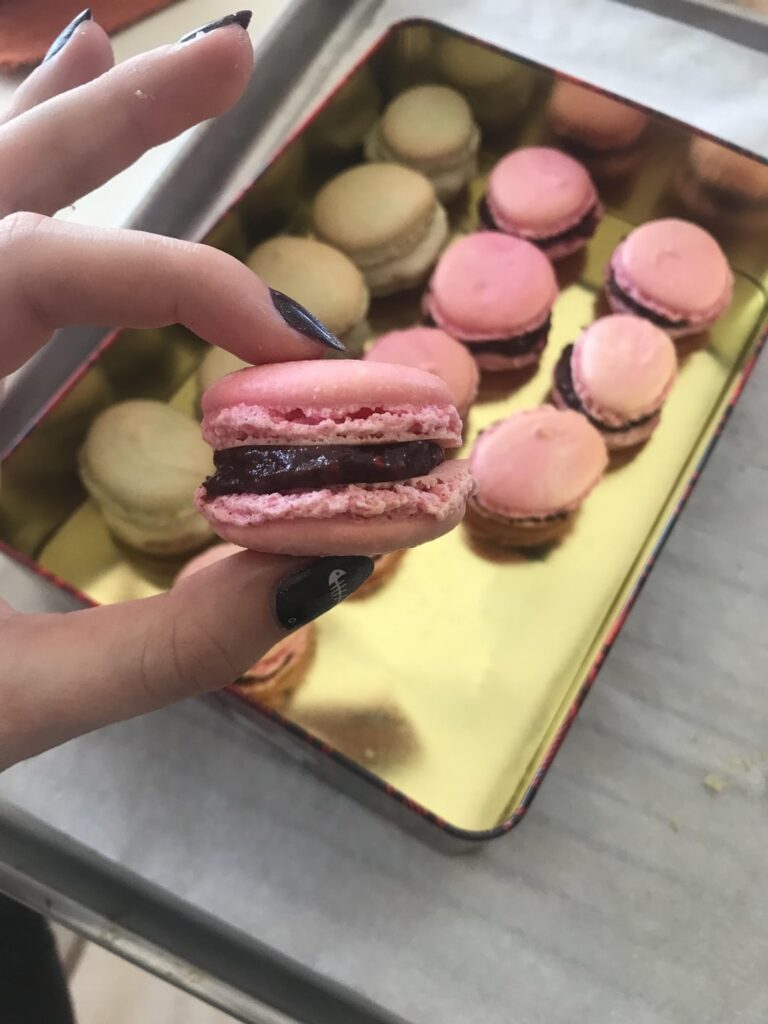 my macarons are getting better batch by batch, but the feet always come out frothy and spread out. any ideas on what i could do to avoid this? :’D
