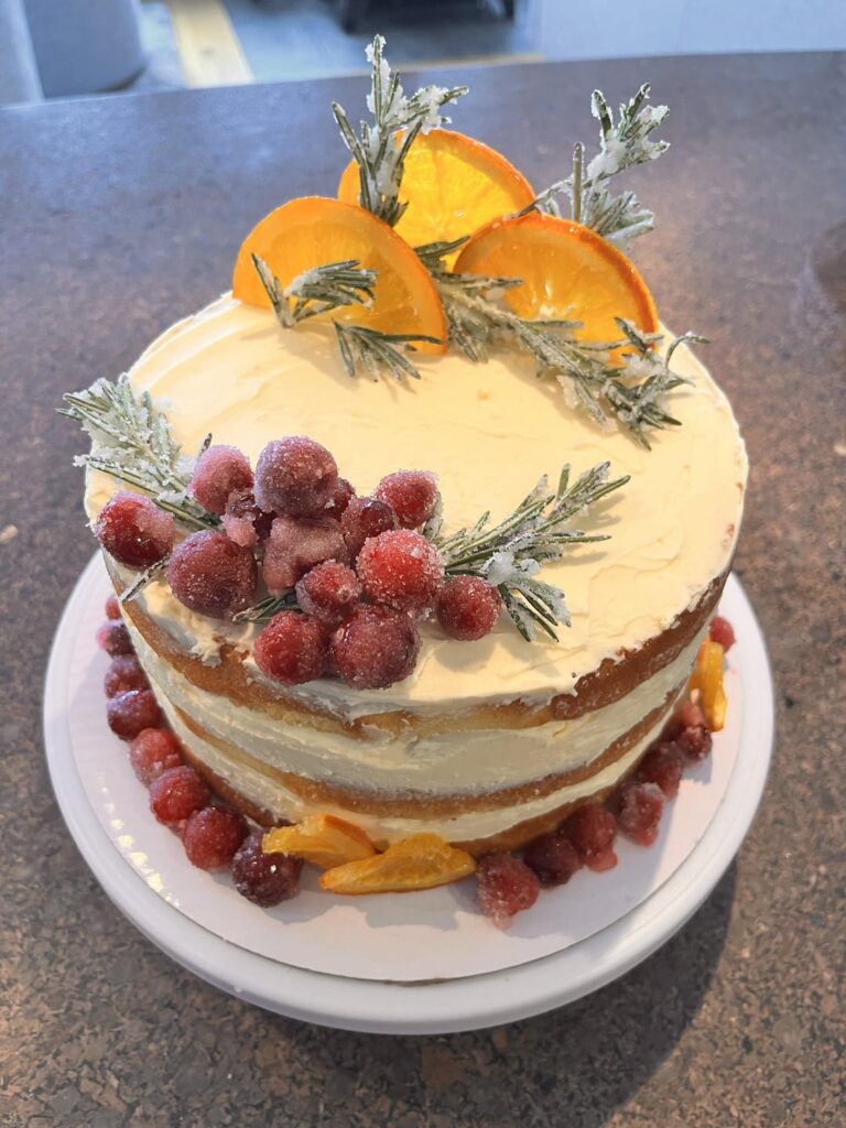 I made my own bday cake! Orange cranberry olive oil cake!