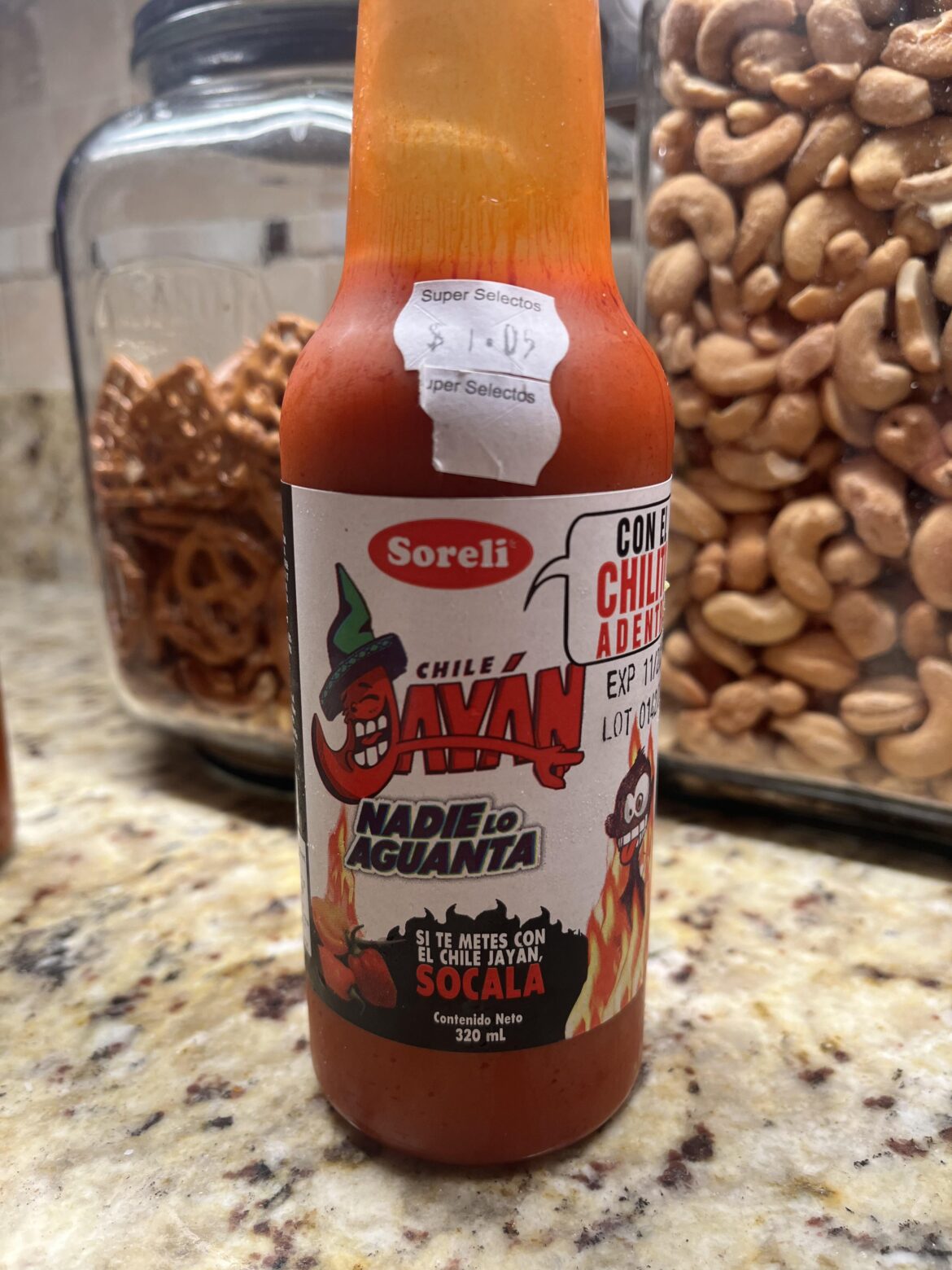 Family member saw this while on vacation in South America and gifted it to me. Very good. Spicy, tangy, tastes like a cross between Cholula and Frank’s. Would recommend