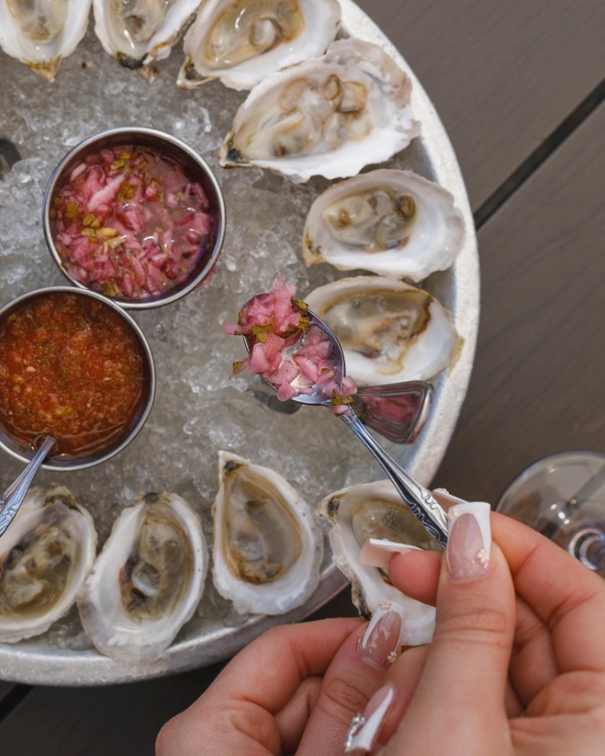 ilona south end oyster plate with sauces